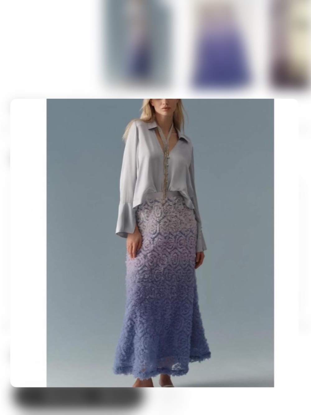 Anthropologie Lavender Ombre Lace Maxi Skirt